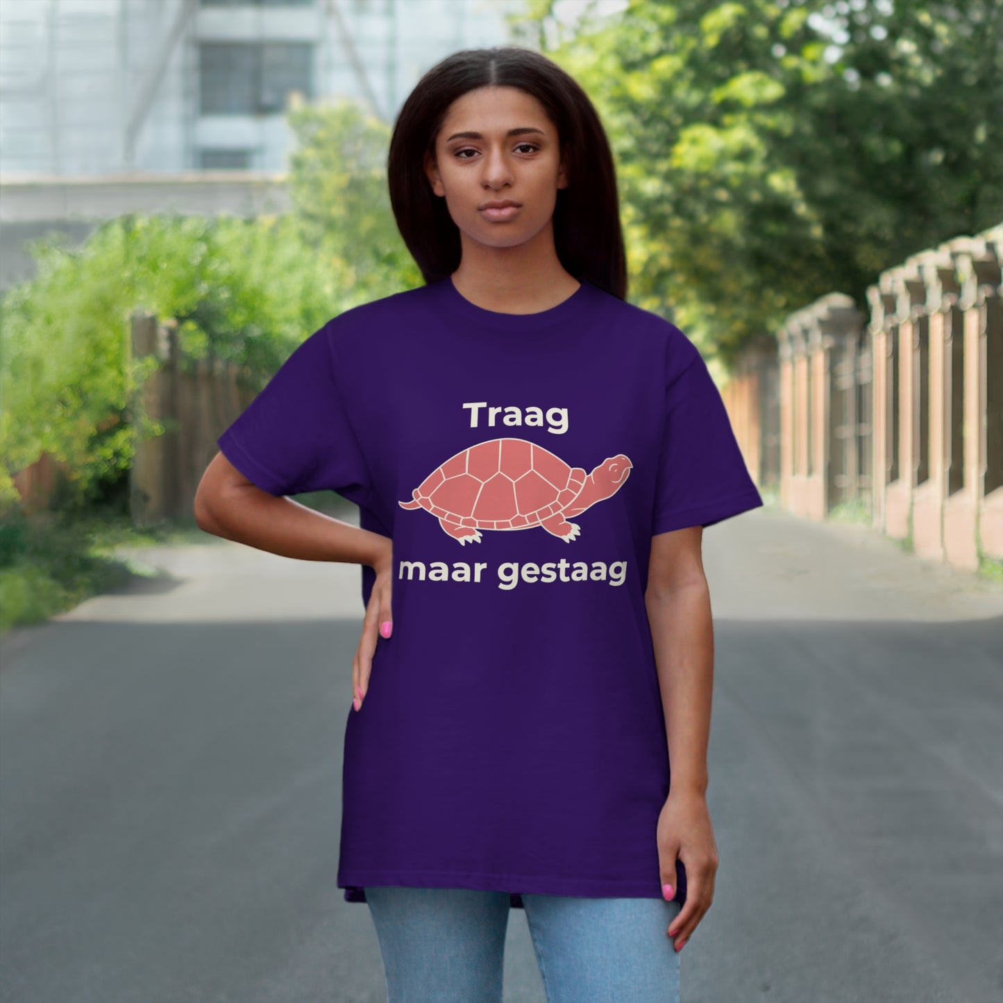 Uniseks T-Shirt - 'Traag maar gestaag'