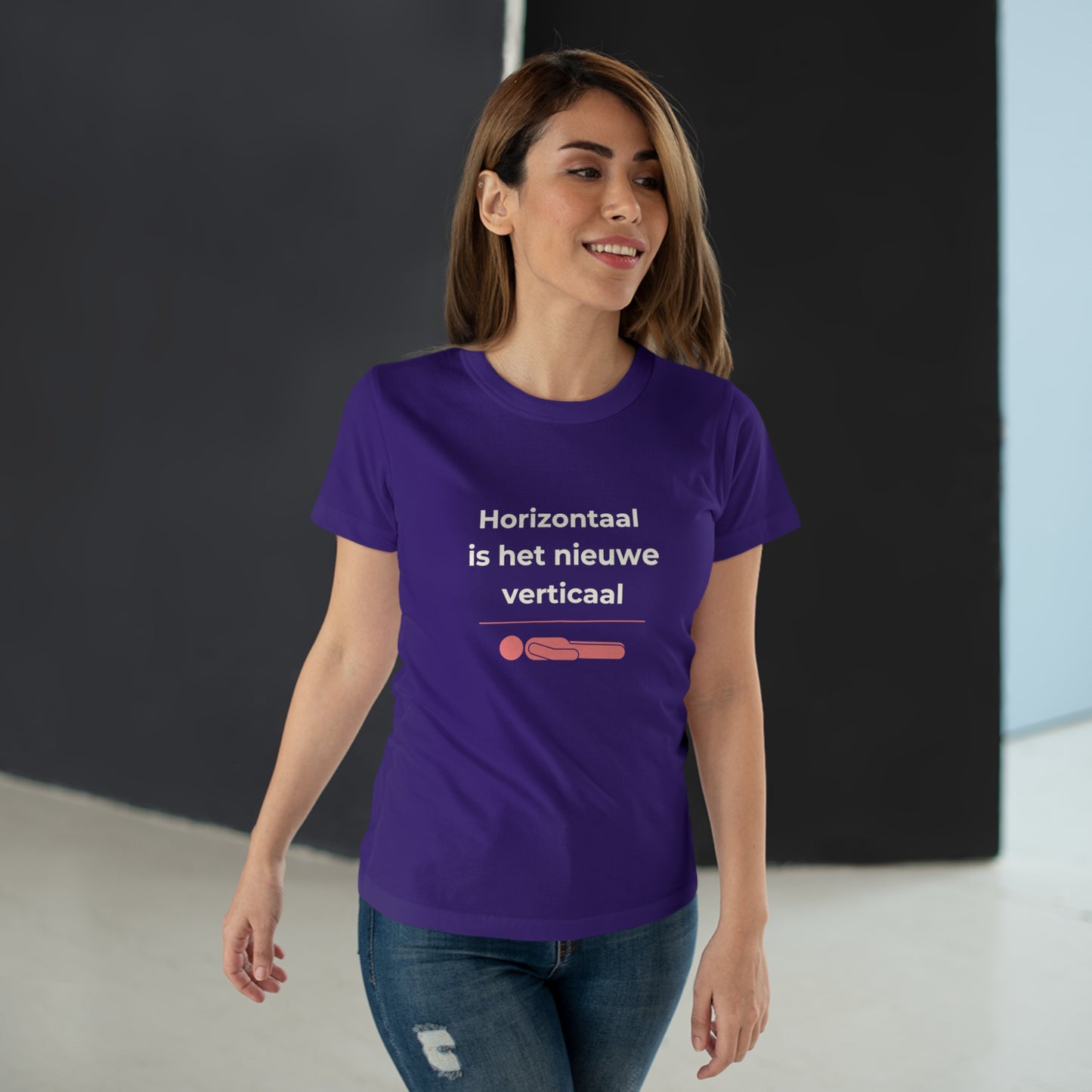 Dames T-shirt - Horizontaal is het nieuwe verticaal