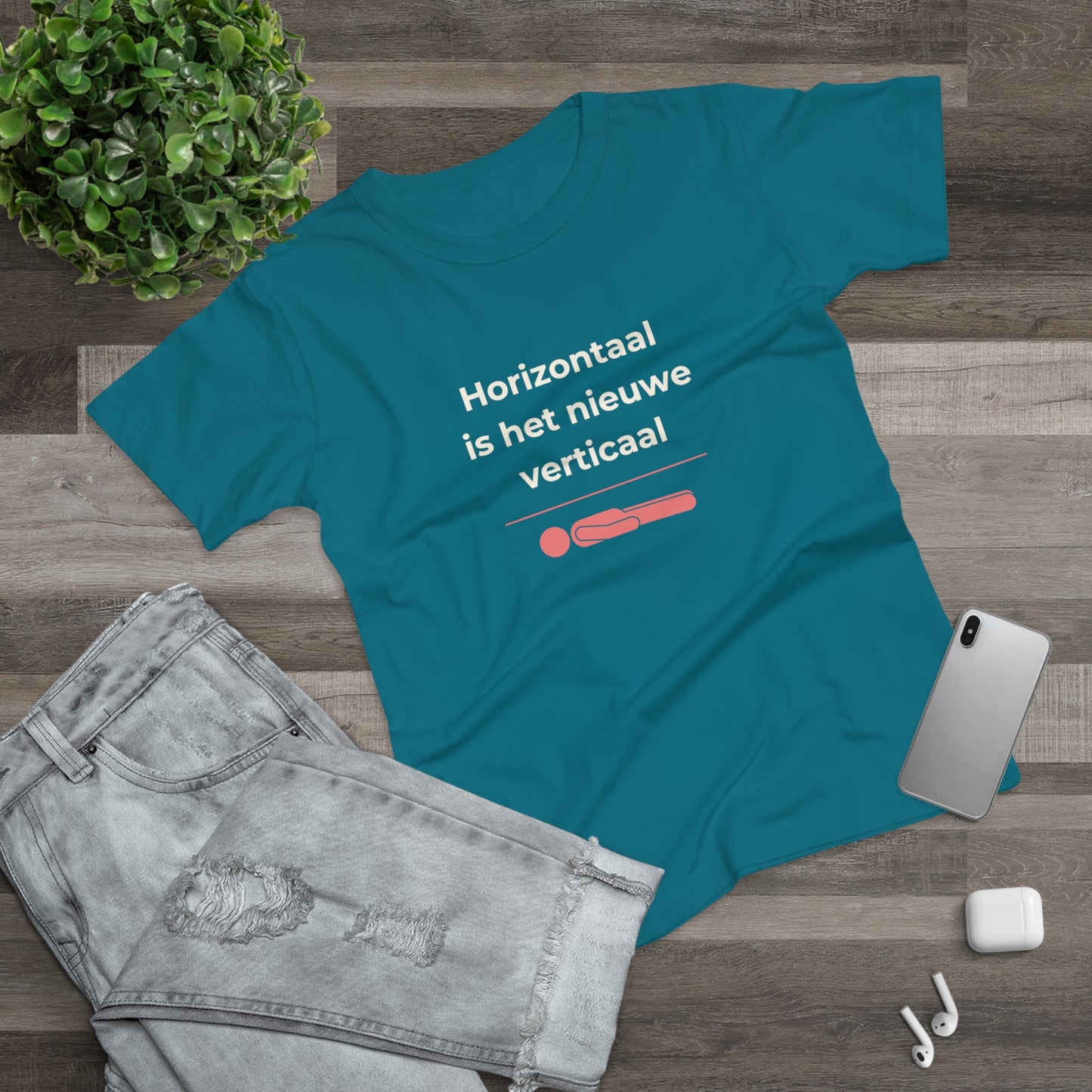 Dames T-shirt - Horizontaal is het nieuwe verticaal