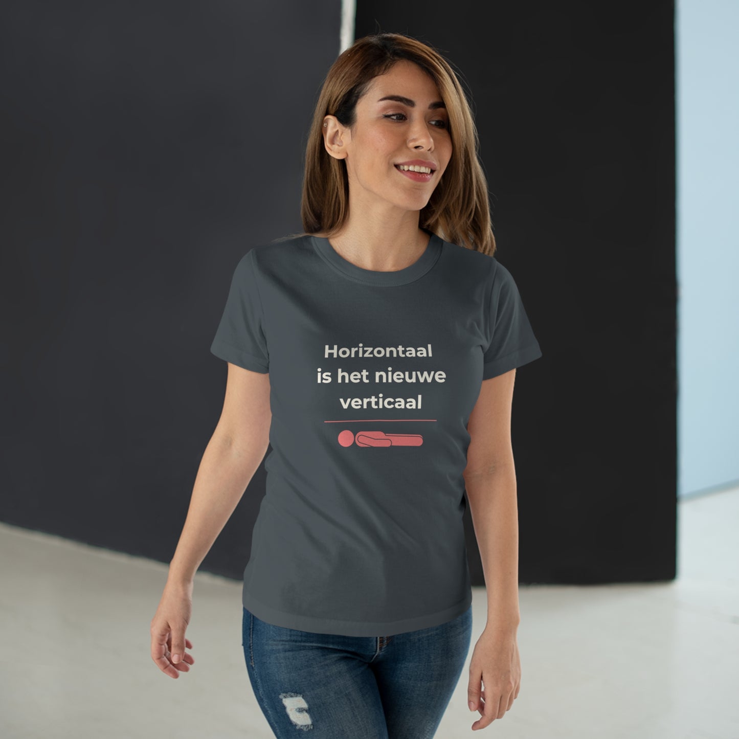 Dames T-shirt - Horizontaal is het nieuwe verticaal