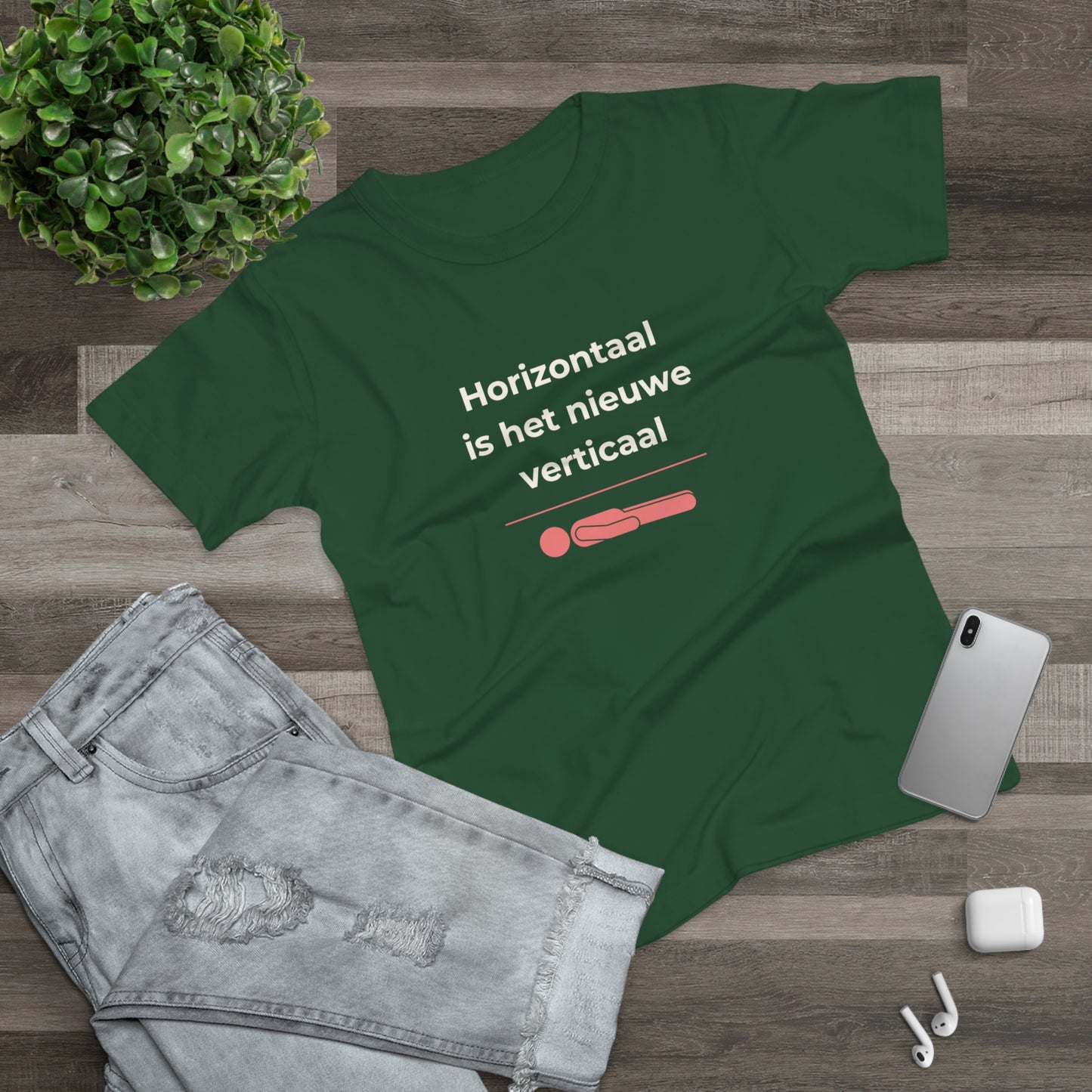 Dames T-shirt - Horizontaal is het nieuwe verticaal