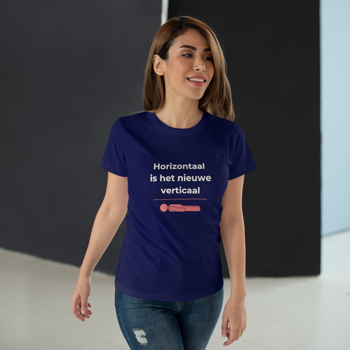 Dames T-shirt - Horizontaal is het nieuwe verticaal