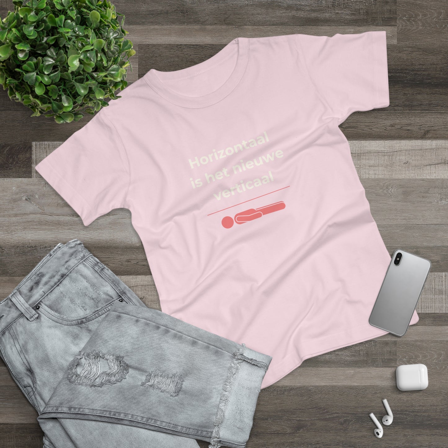 Dames T-shirt - Horizontaal is het nieuwe verticaal