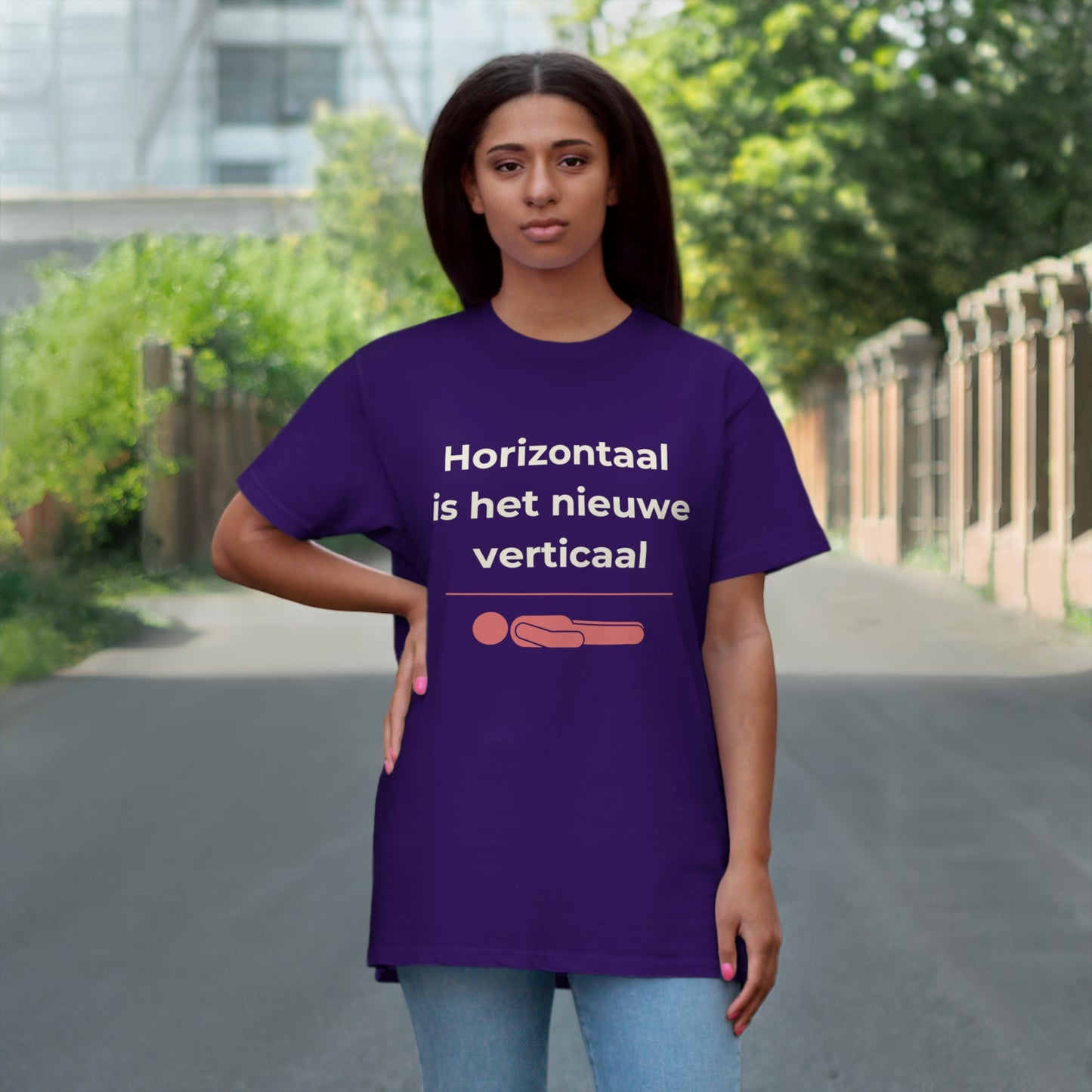 Uniseks T-Shirt - 'Horizontaal is het nieuwe verticaal'