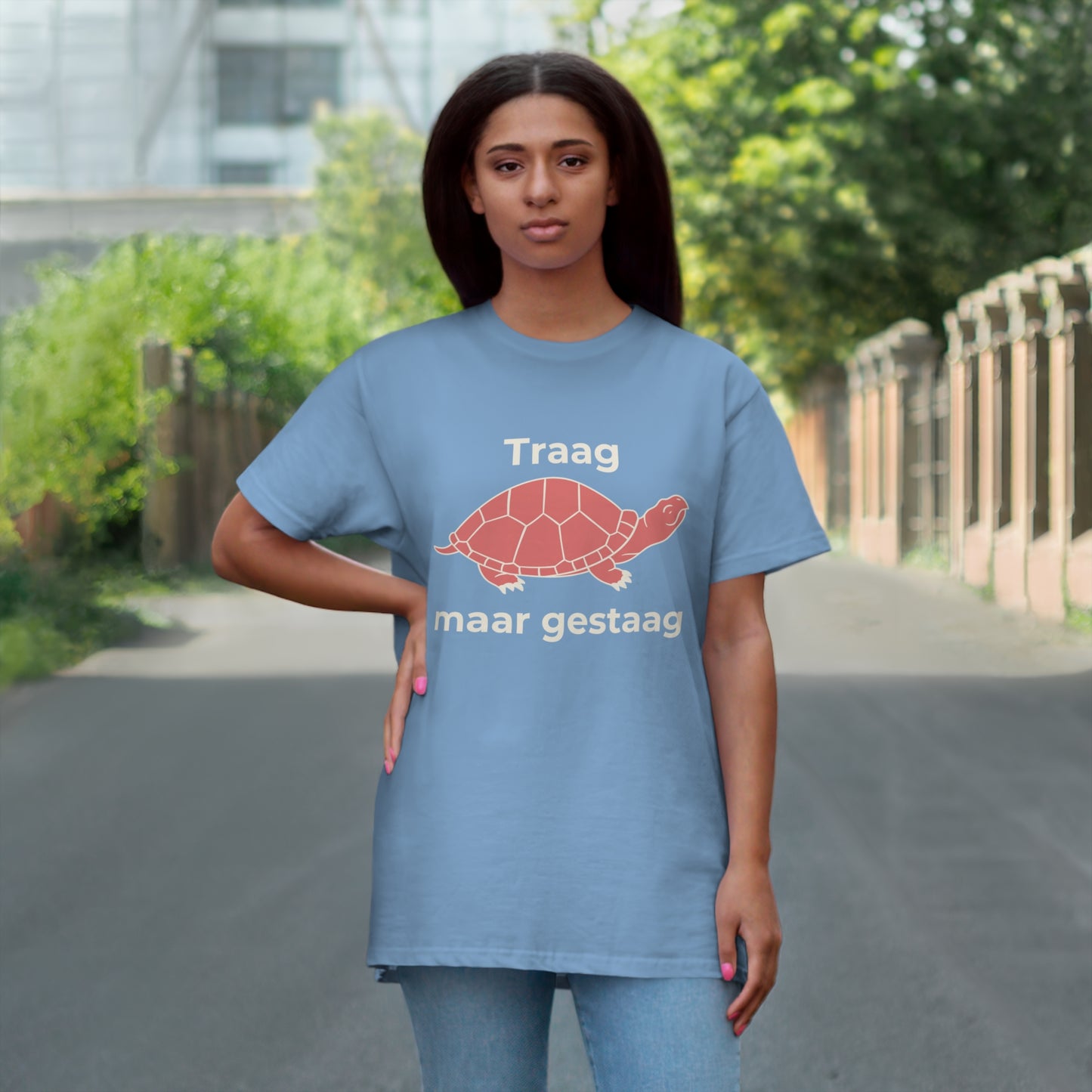 Uniseks T-Shirt - 'Traag maar gestaag'