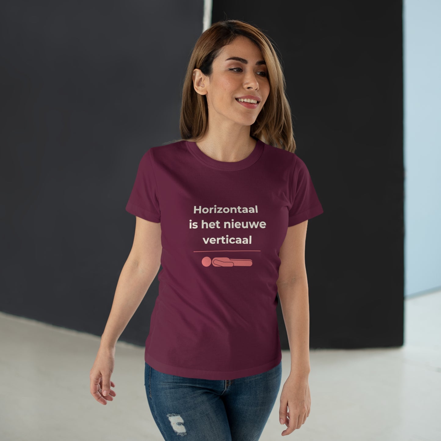 Dames T-shirt - Horizontaal is het nieuwe verticaal