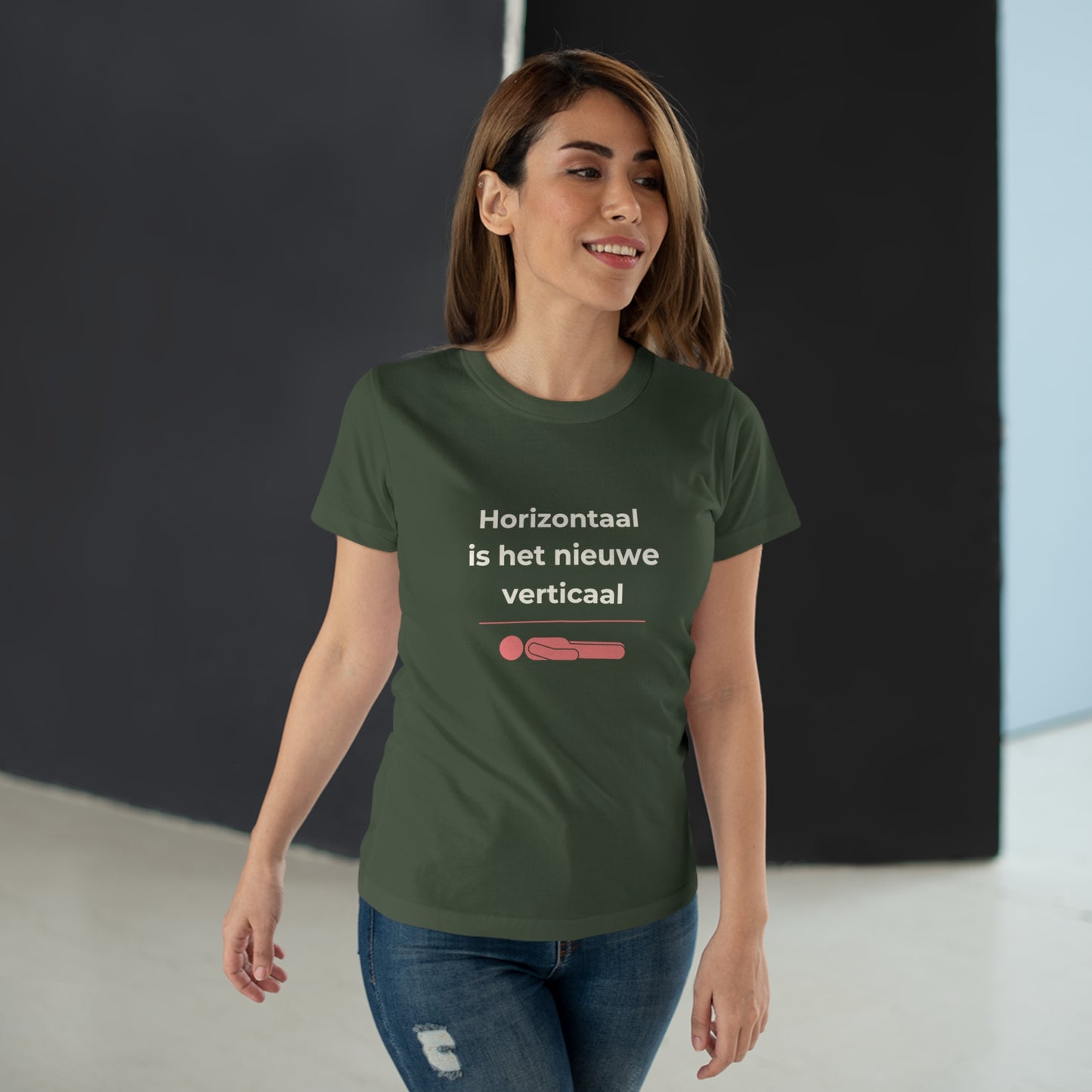 Dames T-shirt - Horizontaal is het nieuwe verticaal